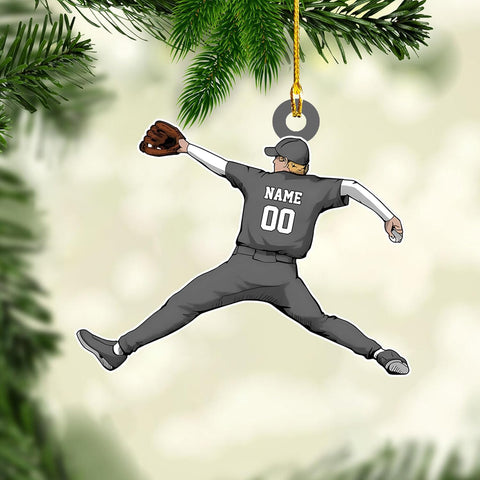 Artparel Personalized Baseball Ornament Christmas Tree Decoration Custom Baseball Christmas Ornament 2D Shape Flat Baseball Lover Gifts Beginner Baseball Players Ornament Gift (BB 25)