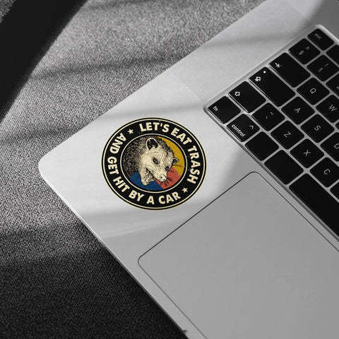 3Pcs Let Eat Trash and Get Hit by A Car Sticker Funny Meme Possum Raccoon Screaming Decal Mental Health Let's Eat Trash and Get Hit by Car Stickers for Laptop Bottle Phone Car Hard Hat Helmet 3"