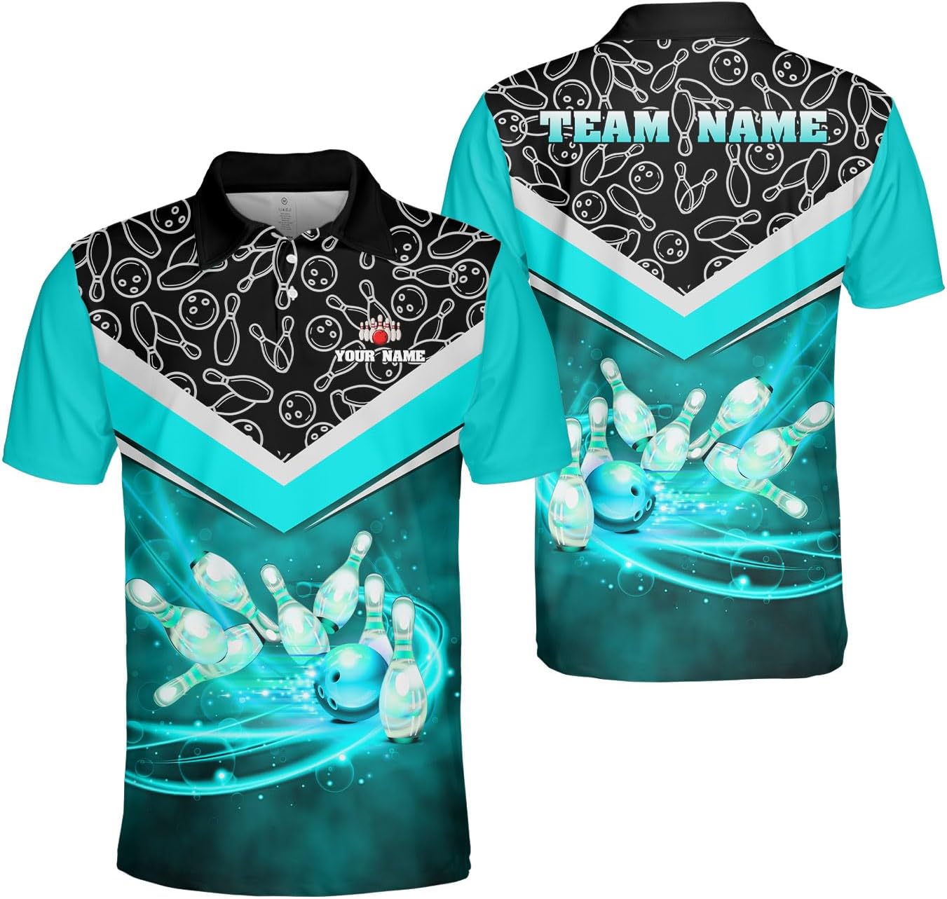 Ligthuy Personalized Name Bowling Polo Shirts 3D for Men and Women, Bowling Shirt, Bowling Team