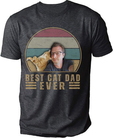 Personalized Best Cat Dad Ever Shirt, Cat Daddy Fathers Day Custom Photo Funny Custom Cat Dad Shirt with Pet Names (Cotton, TS41)
