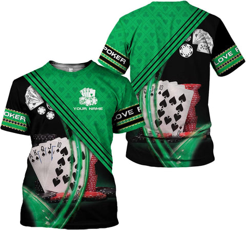 Personalized Poker Shirt, Poker Player Shirt, Funny Casino Poker Pattern 3D Over Print, Unisex Poker Tshirt Men Women