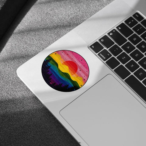 3 Pcs Rainbow Mountain Sunset Sticker, Gay Sticker, LGBT, LGBTQ Pride Sticker, Mountain Hiking Camping Sticker, Aesthetic Nature Vinyl Decal for Laptop, Car, Water Bottle, Pride LGBTQ+ 3 inches