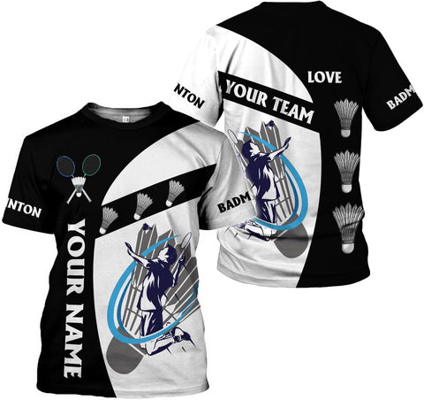 Personalized Badminton Shirt 3D Over Print, Badminton Players T-Shirt, Badminton Sport Uniform Shirt for Men S-5XL (BMT 9)