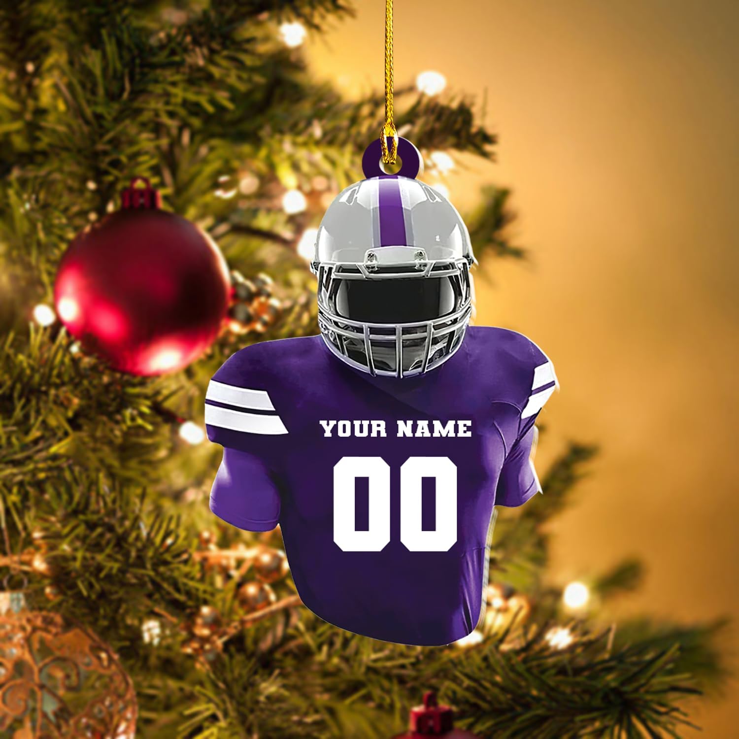 RoyalBro Personalized Football Ornaments 2023, Customized American Football Christmas Ornament, Football Ornament Christmas Tree Hanging Ornament Pine Tree Decorations (F2)