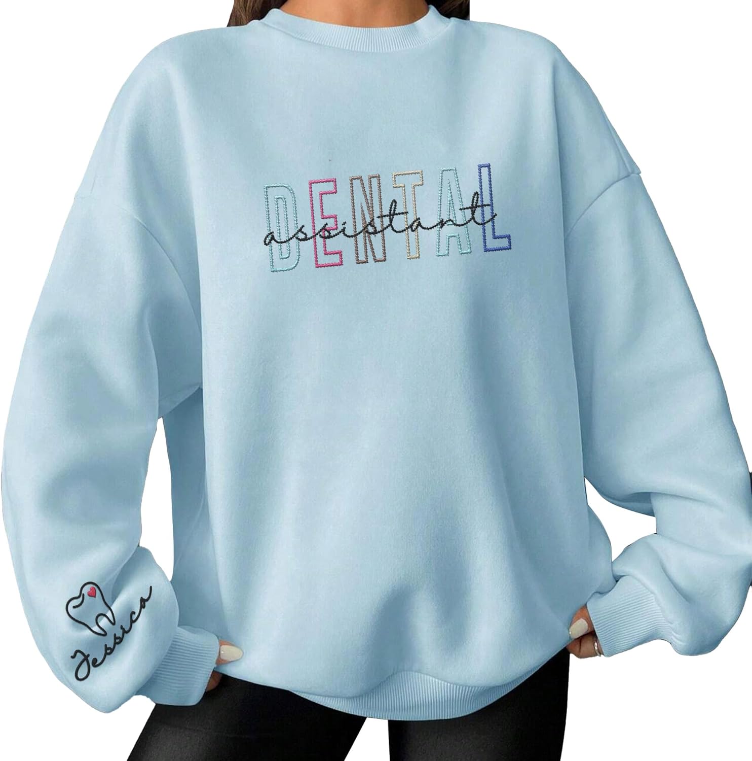 Leeprints Personalized Embroidered Sweater, Dental Assistant & Hygienist Gift, Nurse Hoodie