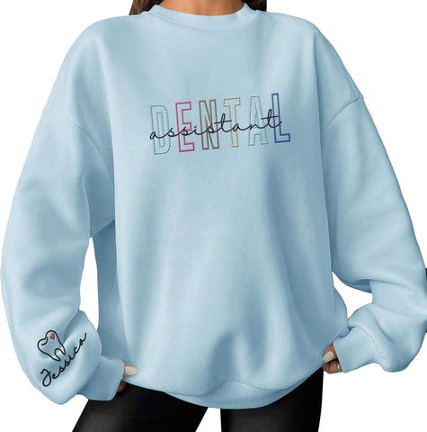 Leeprints Personalized Embroidered Sweater, Dental Assistant & Hygienist Gift, Nurse Hoodie
