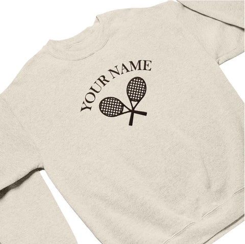 MAPrints Personalized Tennis Sweatshirt, Heartbeat Embroidery, Sport Gift