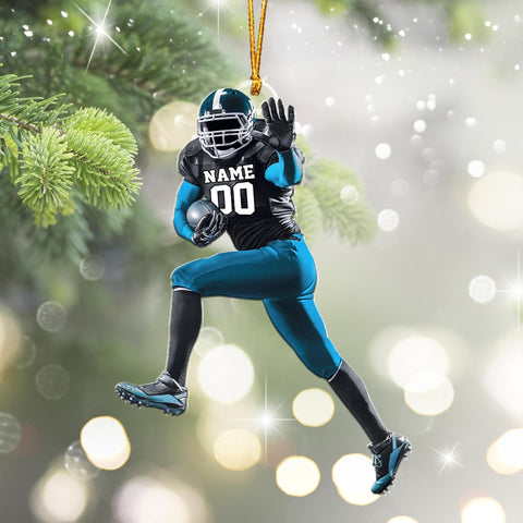AOVL Personalized Football Ornament Customized Football Christmas Ornaments Football Ornament Christmas Hanging Décor Gift for Football Fans Football Gifts for Football (FB 9)