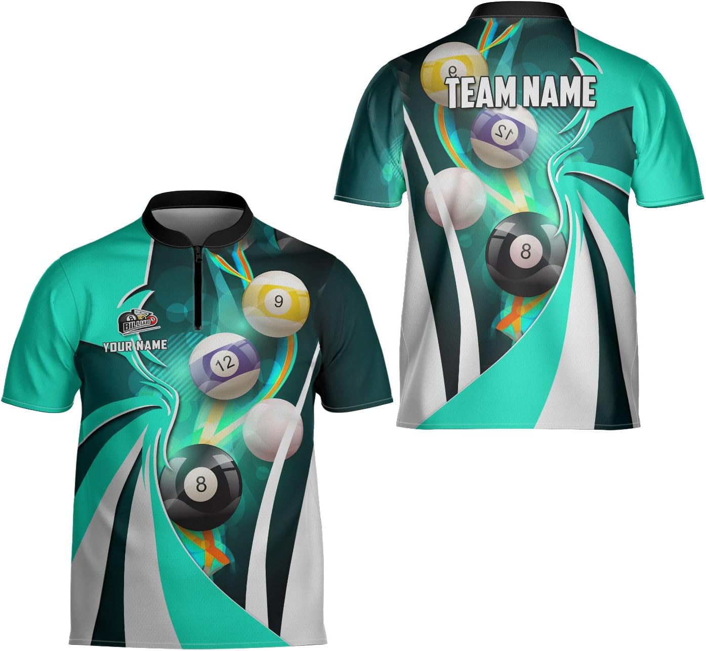 Ligthuy Personalized Billiard Jersey 3D, 8 Ball Shirt, Billiards Shirts for Men, Billiard Gifts for Men and Women S-5XL