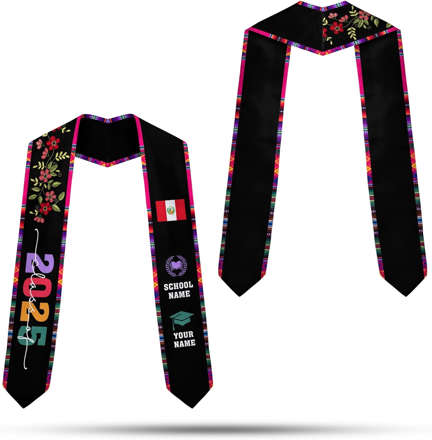 Pretyprints Peruvians Graduation Sash, Peru Graduation Stole Custom Personalized Peruvians American Flag Graduation Sash 2025
