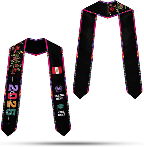 Pretyprints Peruvians Graduation Sash, Peru Graduation Stole Custom Personalized Peruvians American Flag Graduation Sash 2025