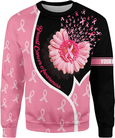 Podagree Personalized Breast Cancer Hoodie 3D, Pink Ribbon Awareness Sweatshirt, Survivor Pride Breast Cancer Zip Hoodie