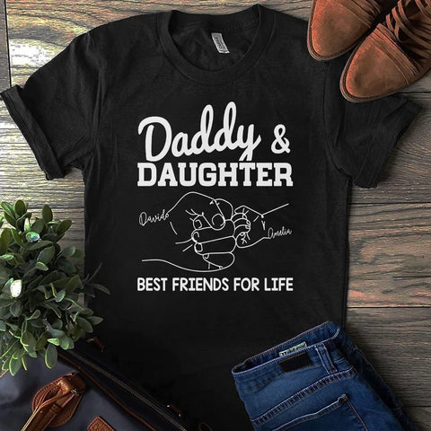 Personalized Dad Shirt Father's Day Matching Tee Set Gift for Dad and Child Daddy Tshirt Baby Onesie Shirt Gifts for Father (Dad & Daughter)