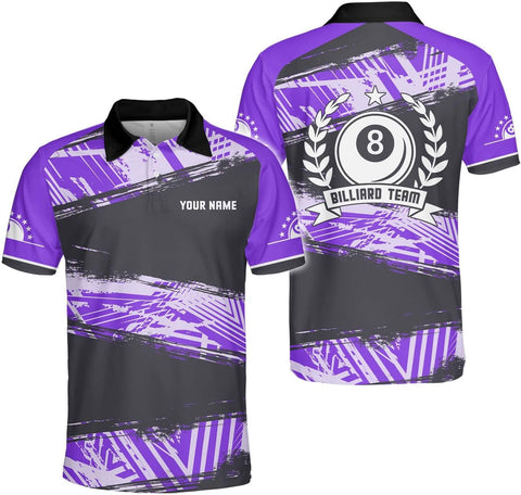 Personalized 8 Ball Polo Shirt, Billiard Shirt Custom Billiard Player 3D Print Shirts for Men Women Teams Pool (Polyester, PL26)