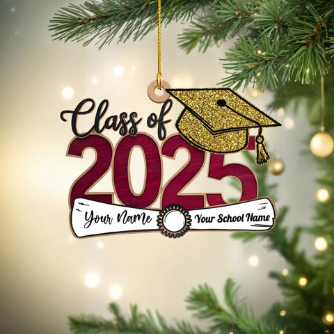 Personalized Graduation Wood Ornaments Class of 2025, Graduation Ornament Gifts for High School Seniors, Graduation Christmas Ornament 2025