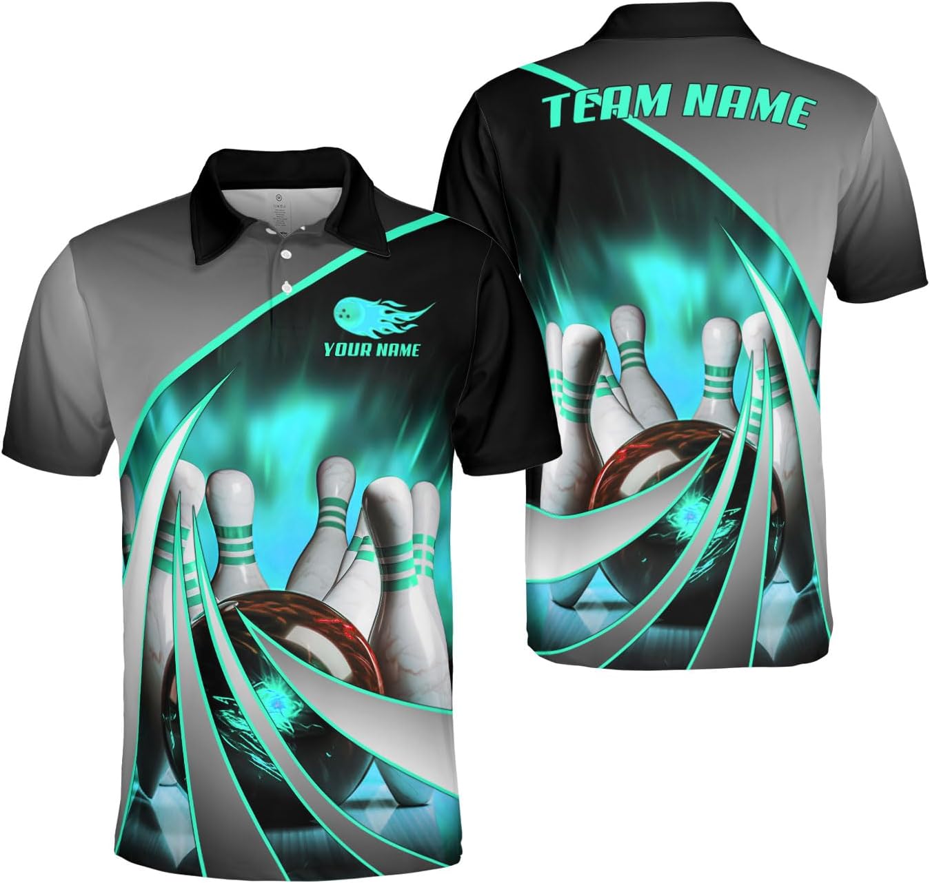 Ligthuy Personalized Name Bowling Polo Shirts 3D for Men and Women, Bowling Shirt, Bowling Shirts for Men Team Bowling Shirt