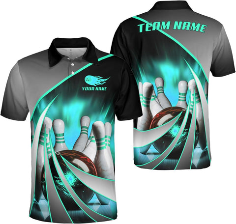 Ligthuy Personalized Name Bowling Polo Shirts 3D for Men and Women, Bowling Shirt, Bowling Shirts for Men Team Bowling Shirt