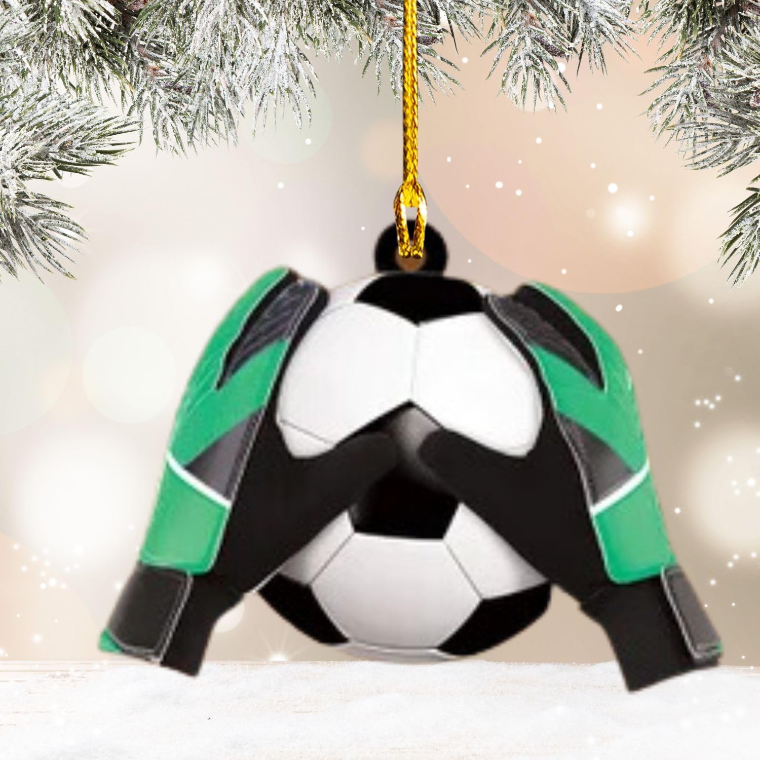 Mostprints Personalized Name and Numer Soccer Christmas Ornament 2023, Custom Soccer Ornaments for Xmas, Soccer Ornament Handmade from Wood Tree Hanging Ornament Pine Tree (Soccer 15)