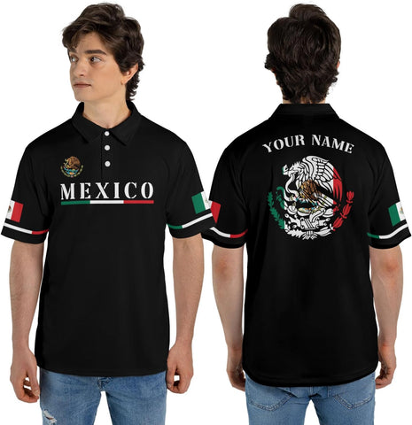 Royal Fight Personalized Mexico Polo Shirt 3D Mexico Shirts for Men Mexican Flag Gifts Unisex 3D Mexico Coat of Arms Polo