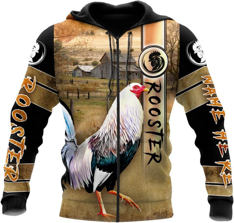 Personalized Rooster 3D gamefowl hoodies for men, mexican hoodie, rottweiler,fighting redbull batalla de los gallos Unisex T Shirt, Zip Up Sweatshirt Men Women HD639 Multicolor, 5X-Large