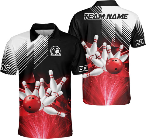 Intenprints Custom 3D Bowling Polo Shirts Personalized Jersey Men Women Team Name Unisex Bowling Shirt Jerseys