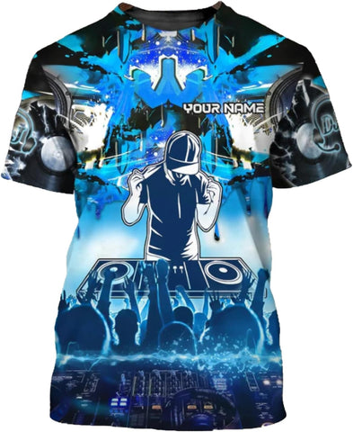 MAPrints Personalized DJ 3D T-Shirts, Custom DJ Shirt with Name, DJ Gifts for Men EDM Music Festival Clothing, Gift for DJ