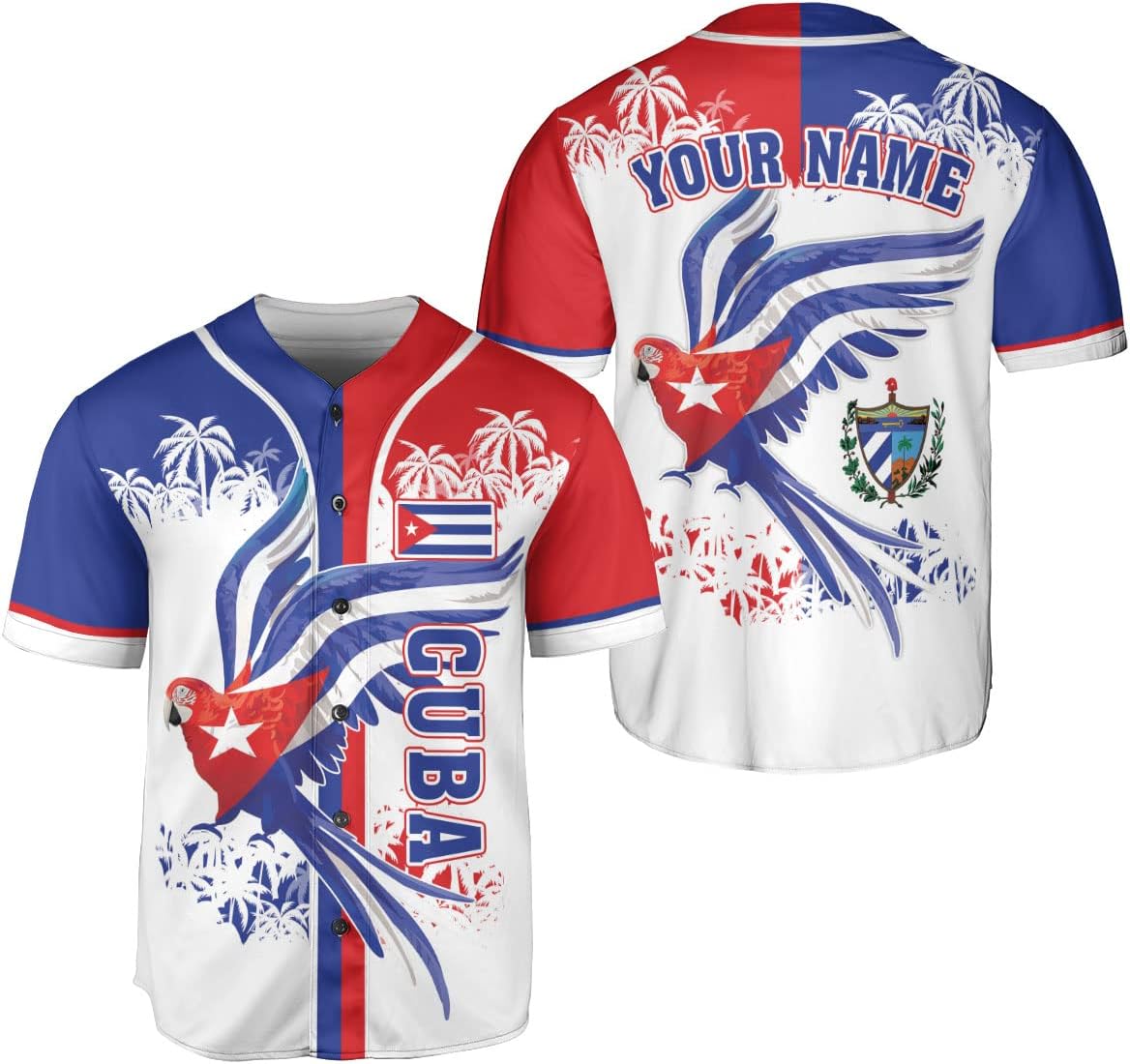 Podagree Personalized Cuba Baseball Shirt, Cuban Flag Jersey for Men and Women
