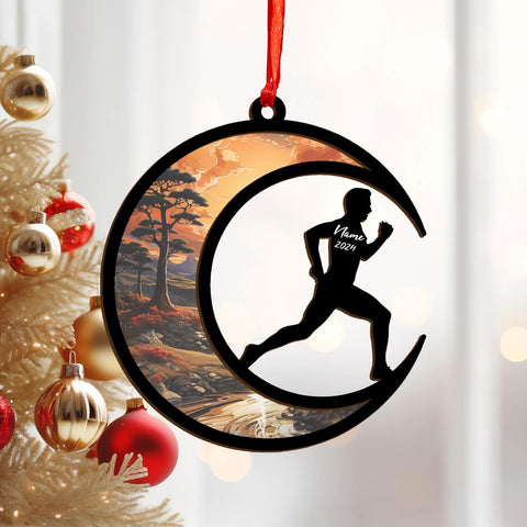 RivePrints Personalized Runner Christmas Ornaments 2024, Custom Suncatcher Flat Running Xmas Ornament, Marathon Man Woman Cross Country Keepsake, Runner Gifts, Running Gifts (Run 6)