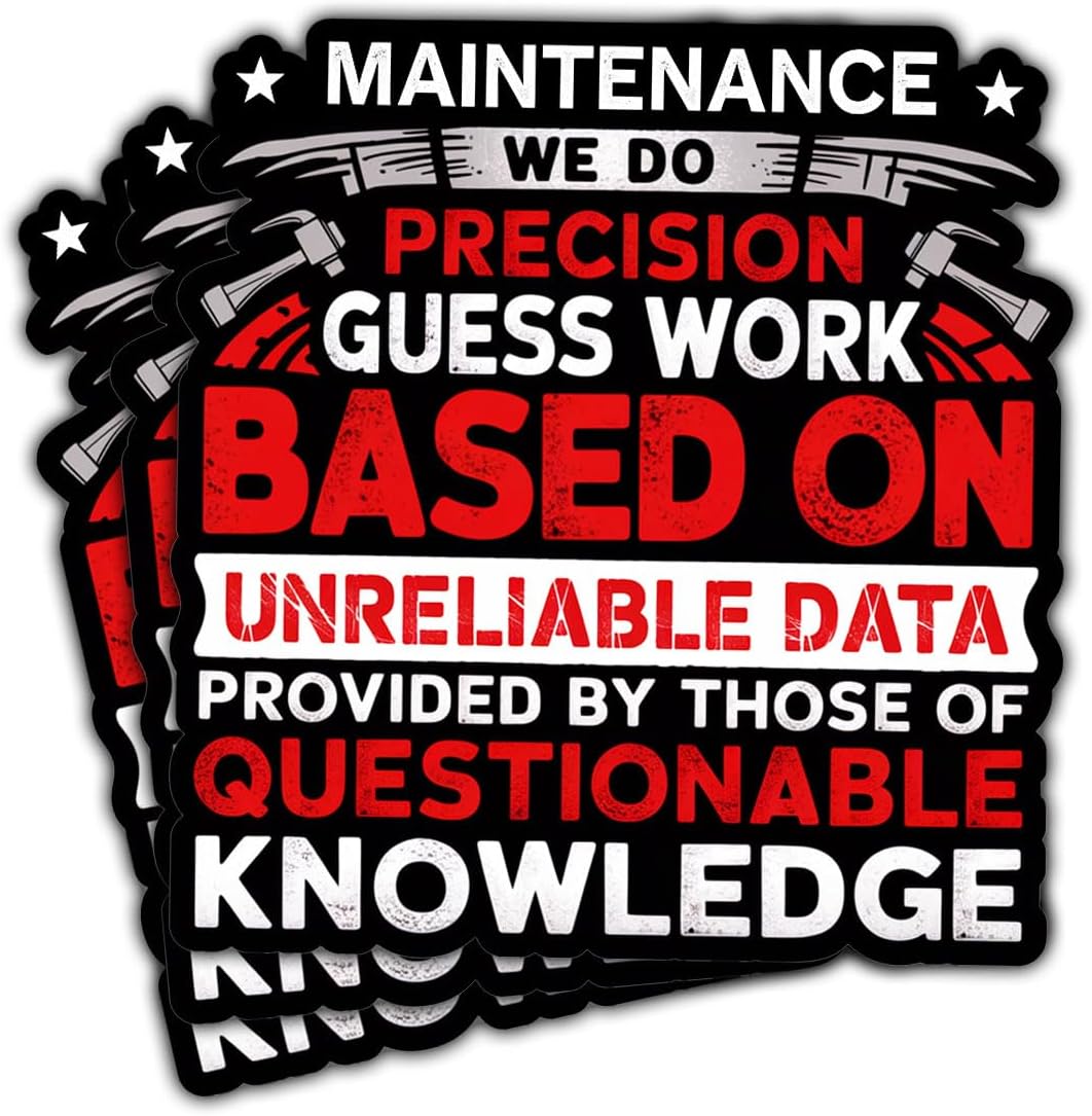 3 Pcs Maintenance Technician Sticker We Do Precision Guess Work Sticker, Stickers for Hard Hats for Men, Funny Electrician Stickers- Vinyl Sticker 3 Inches for Water Bottles Laptop Phone Car Helmet