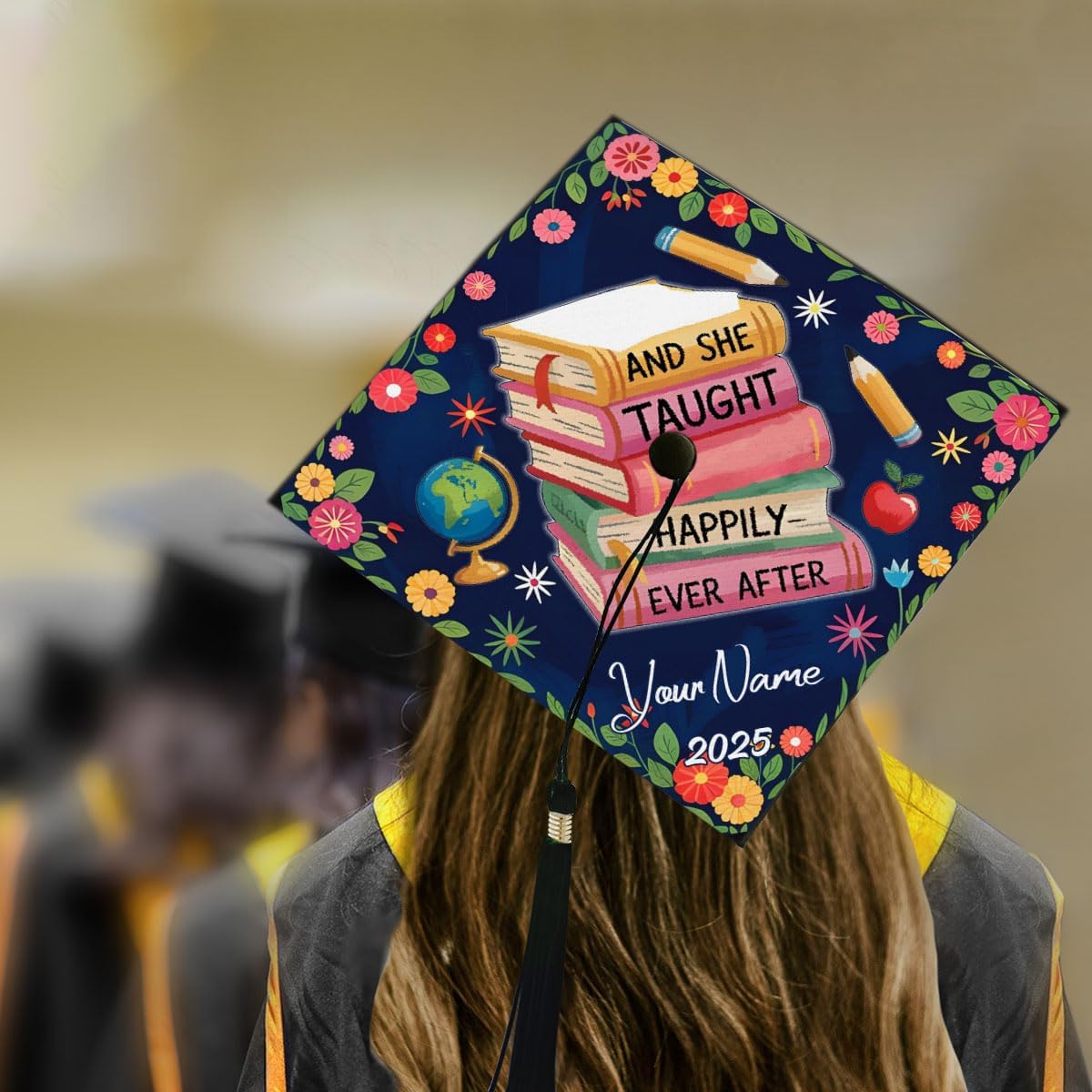 Pretyprints Personalized Teacher Graduation Cap Topper Teacher Gift Class Of 2025 Graduation Cap Decoration Topper
