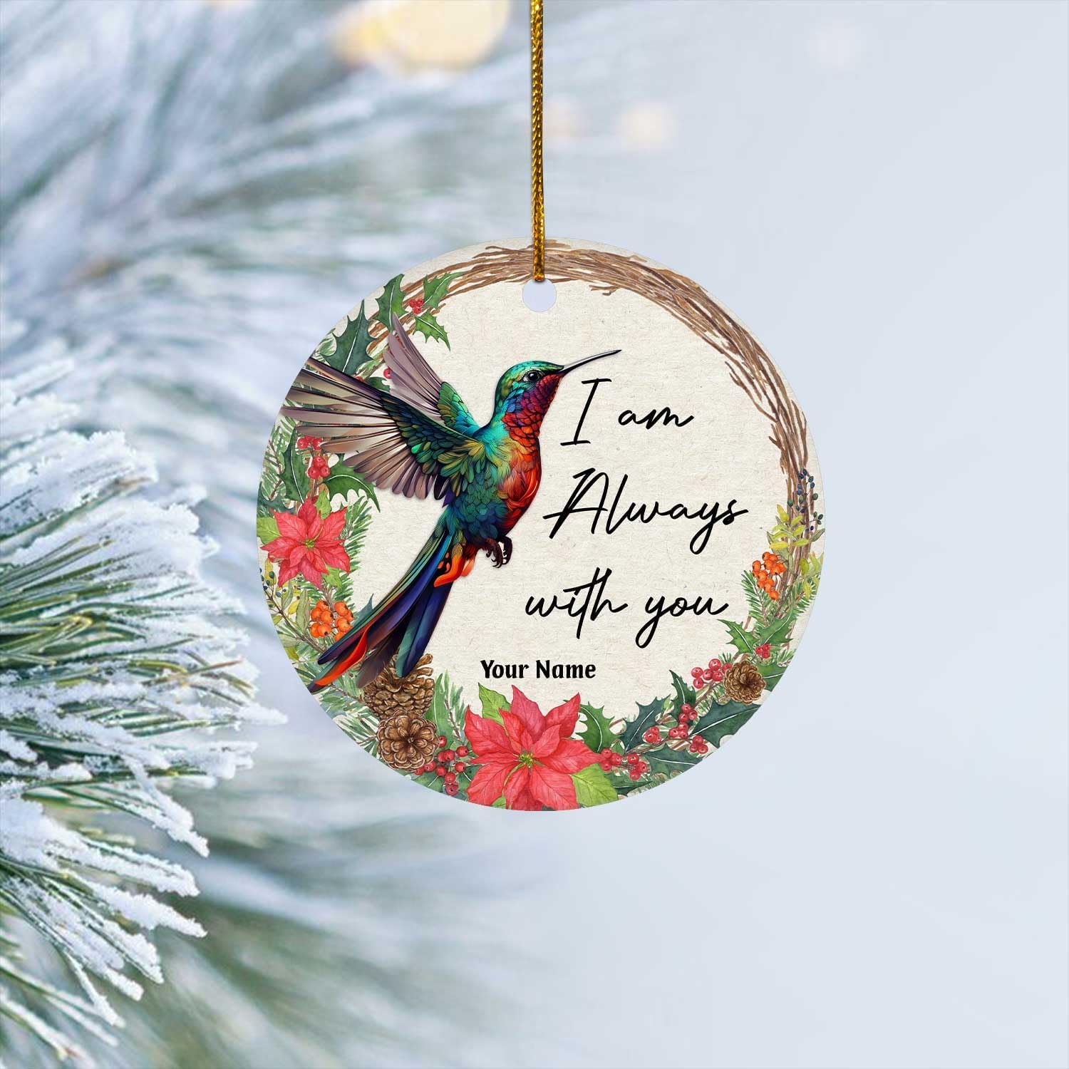 Personalized Hummingbird Ornaments for Christmas Tree 2024, Hummingbird Christmas 2024 Ornament, Bird Ceramic Ornament, Gifts for Bird Lovers (Bird 4)