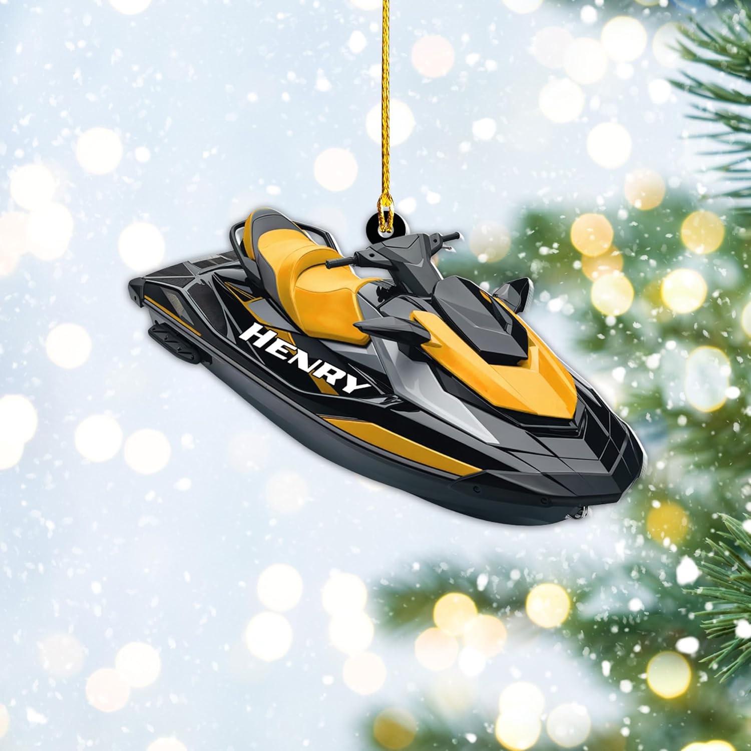 AOVL Custom Jet Ski Ornaments 2024 Jet Boat Ski Christmas Ornament Skiing Jet Boat Christmas Tree Ornament Gift for Watercraft Lovers Speed Boat Ornaments (JK8)