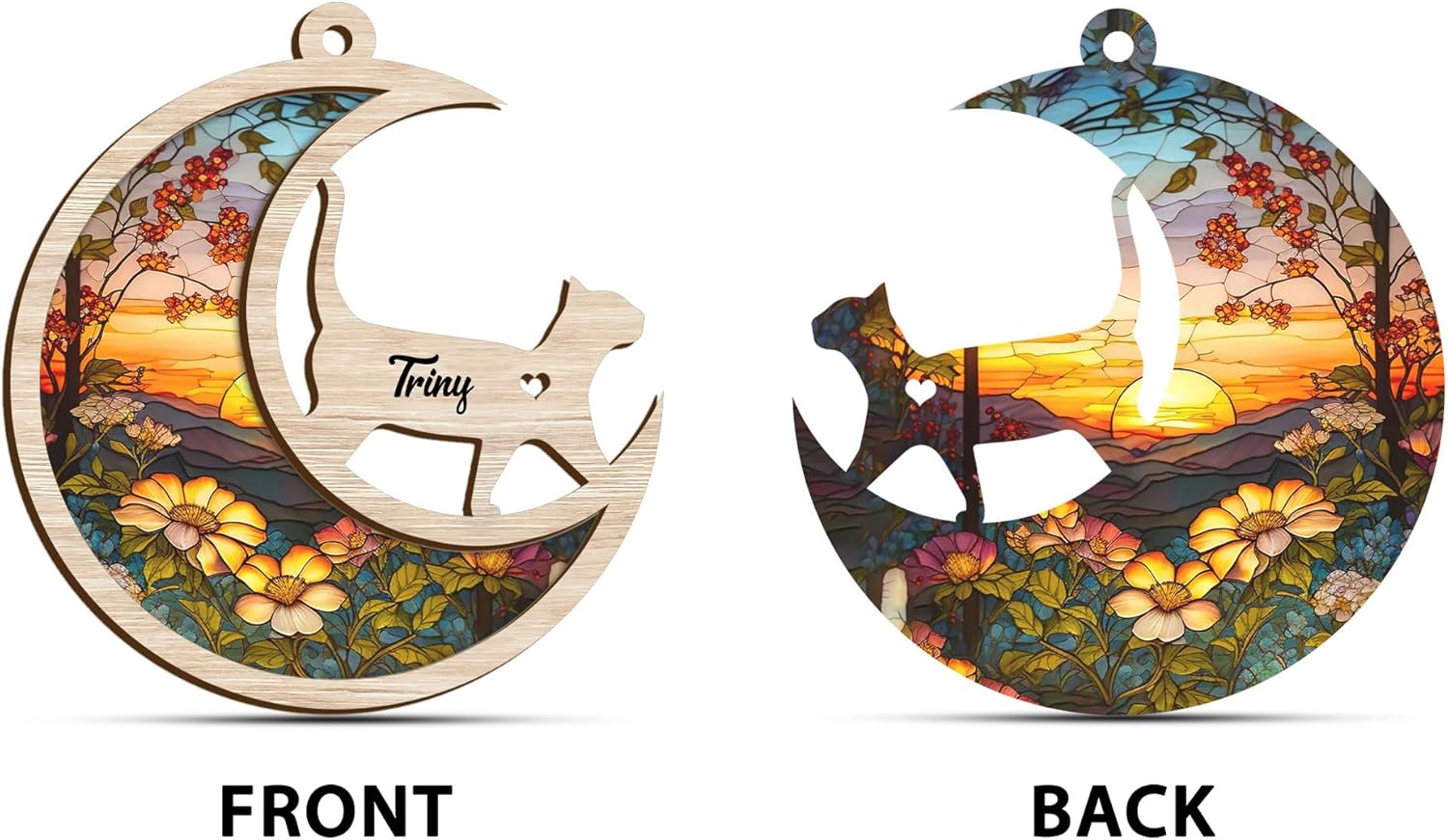 Mostprints Personalized Wooden Dog Cat Paw Ornament Christmas, Custom Dogs Cat Suncatcher Pet Name 2 Layers Ornaments, Customized Memorial Dog Ornament for Christmas Tree (Suncatcher 3)