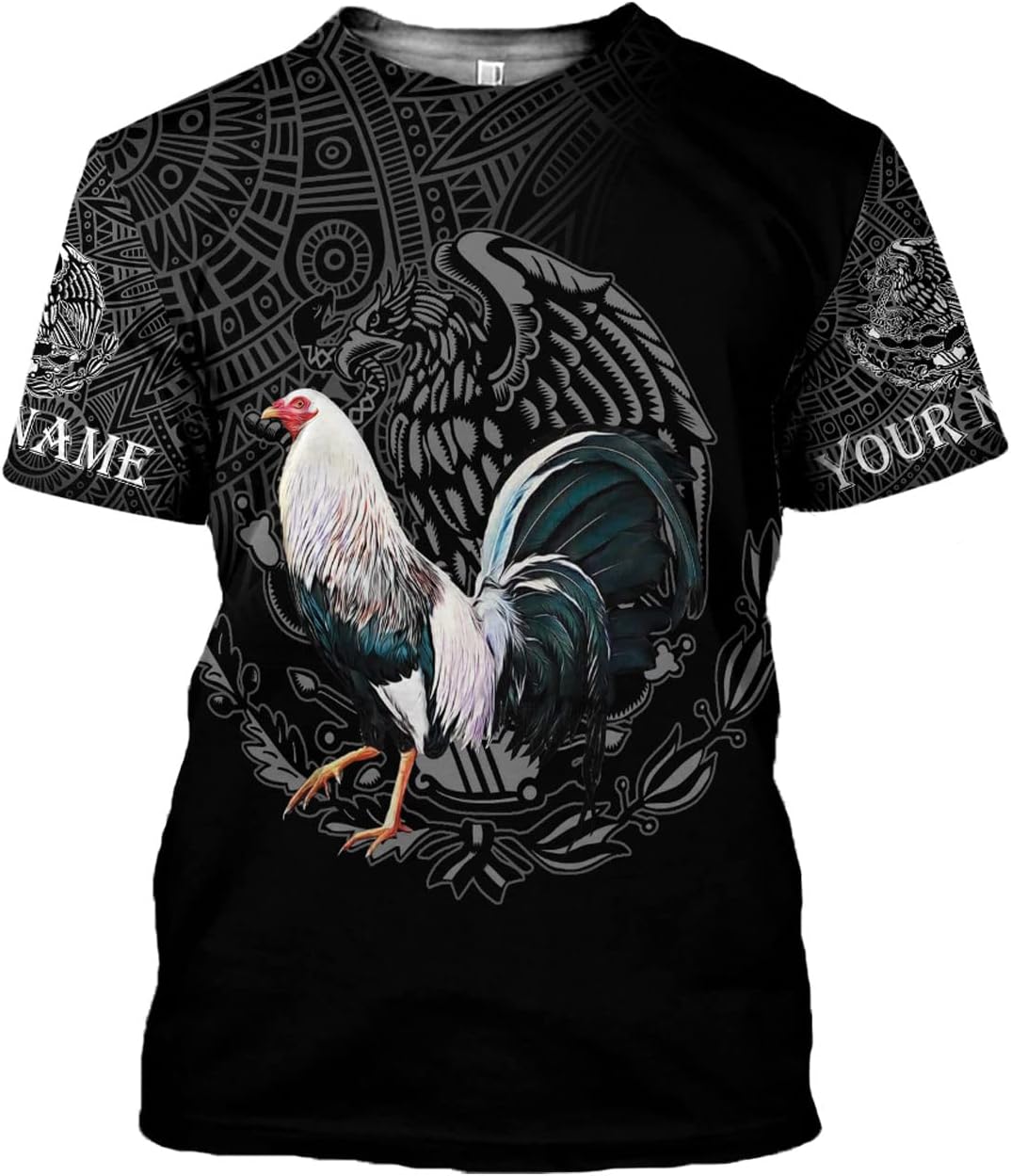 Personalized Rooster 3D, mexican shirts for men, camisas de galleros, custom name mexico shirt, Unisex 3D All Over Printed Sportwear, T Shirt For Men Women Adult Full Size S-5XL Mostefy TS02