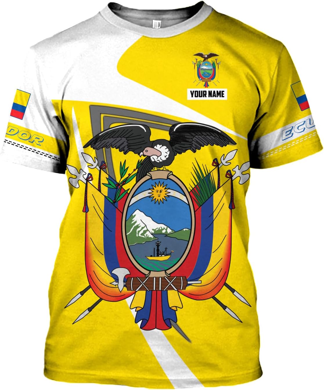 Mostprints Personalized Name Ecuador Shirt 3D, Ecuador Ecuadorian Flag Pride Gift T-Shirt, Ecuador Shirts for Men Women S-5XL