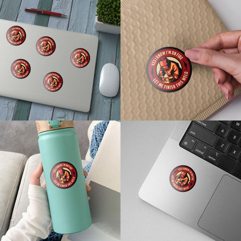 3 Pcs Yes I Know I'm on Fire Let Me Finish This Weld Sticker Funny Welding Decals Welder Sticker for Welding Hood Let Me Finish Sticker for Laptop Water Bottle Phone Car Helmet Hard Hat Gifts 3"