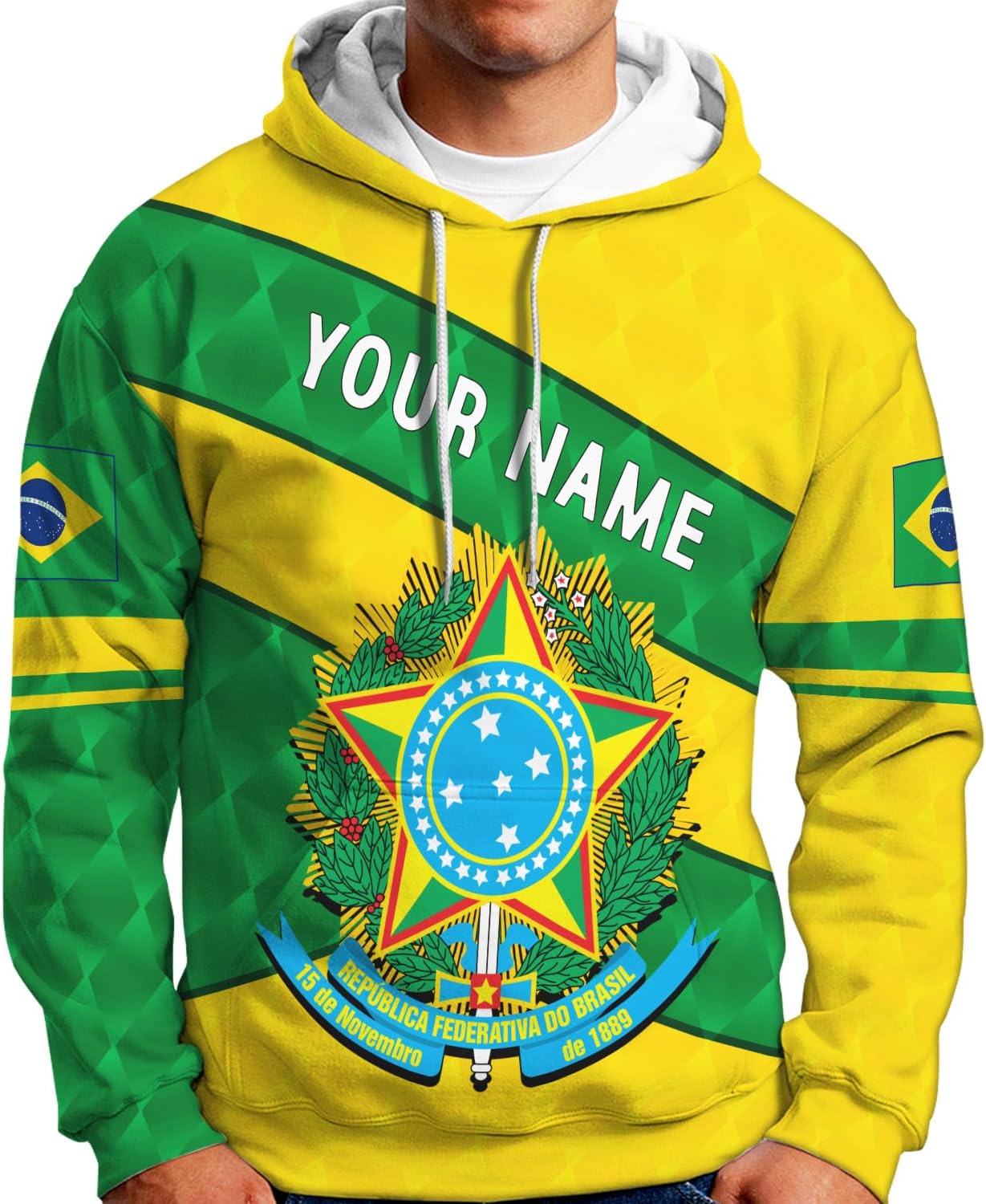 Mostprints Personalized Name Brazil Shirt 3D, Brasil Shirt Flag Custom Name Brazilian Shirt for Men and Women Unisex S-5XL