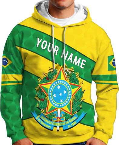 Mostprints Personalized Name Brazil Shirt 3D, Brasil Shirt Flag Custom Name Brazilian Shirt for Men and Women Unisex S-5XL