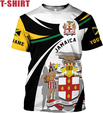 Ligthuy Personalized Jamaica Shirt 3D, Custom Jamaica Flag Lion Shirt for Men and Women, Jamaican Pride T-Shirt Unisex