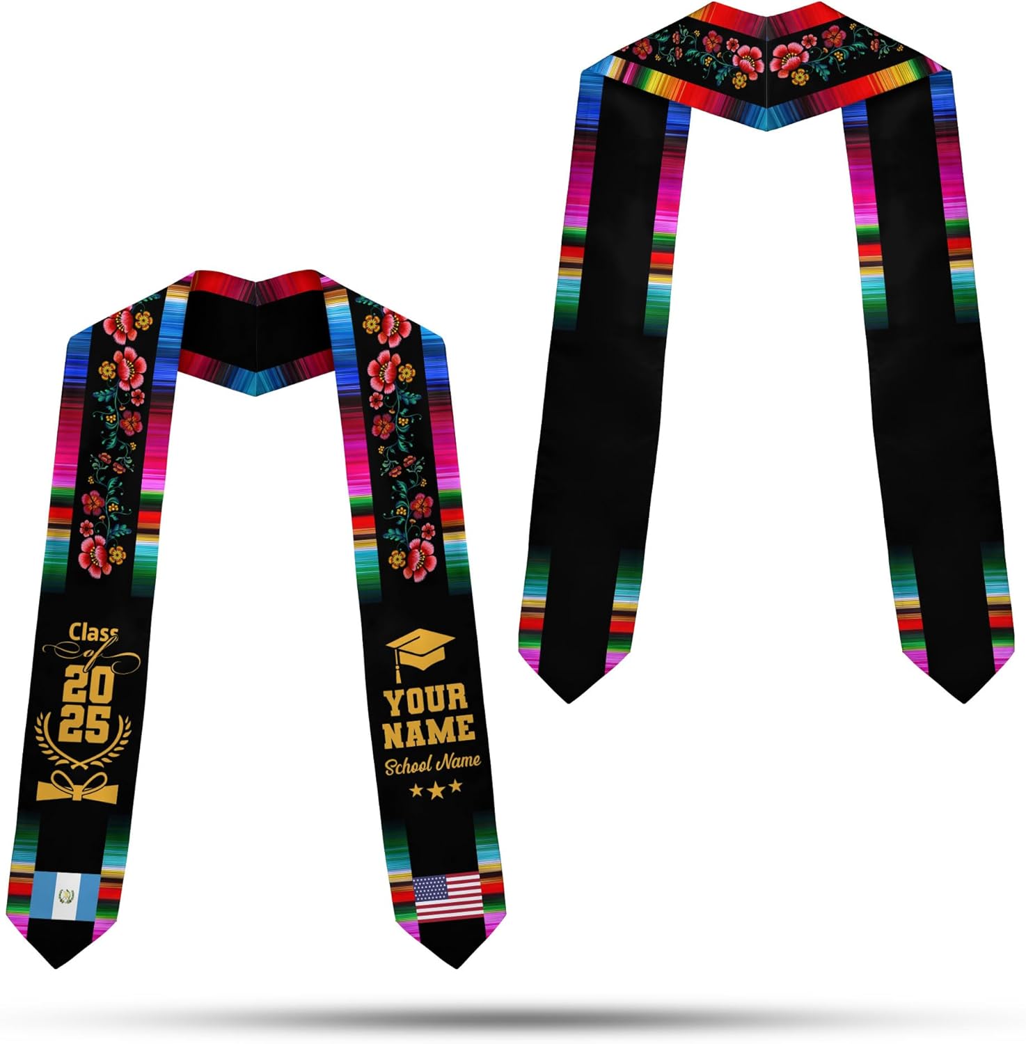 Pretyprints Custom Guatemalan Graduation Sash Custom Guatemalan American Flag Graduation Sash 2025 Guatemala Graduation Stole