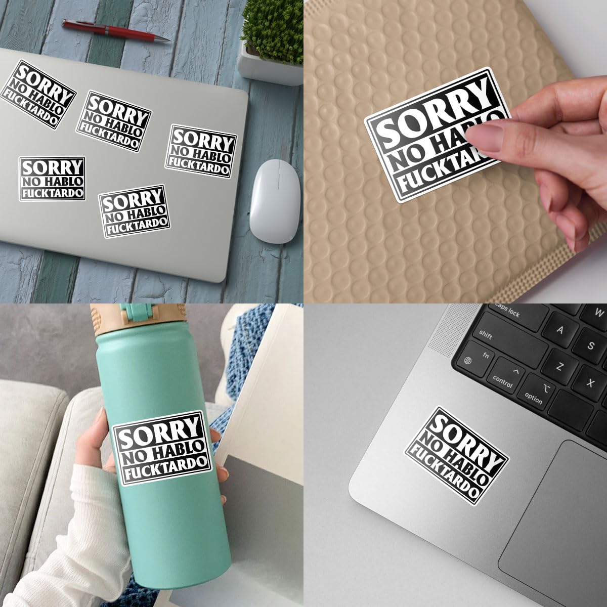 (3 Pcs) Sorry No Hablo Fuctardo Sticker, Uncensored Inappropriate, Offensive Car Decals, Funny Car Stickers for Adults - Vinyl Stickers 3 Inches for Laptop Water Bottle Phone Car Window Helmet