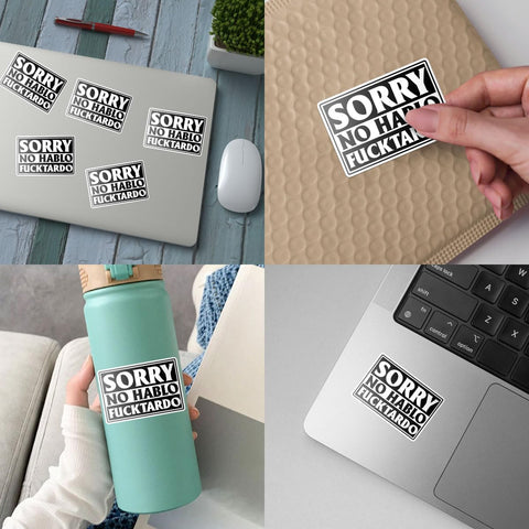(3 Pcs) Sorry No Hablo Fuctardo Sticker, Uncensored Inappropriate, Offensive Car Decals, Funny Car Stickers for Adults - Vinyl Stickers 3 Inches for Laptop Water Bottle Phone Car Window Helmet