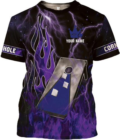 MoonArt Personalized Cornhole Shirts 3D Over Print for Men & Women, Funny Cornhole Player Toss Sports T-Shirt for Team