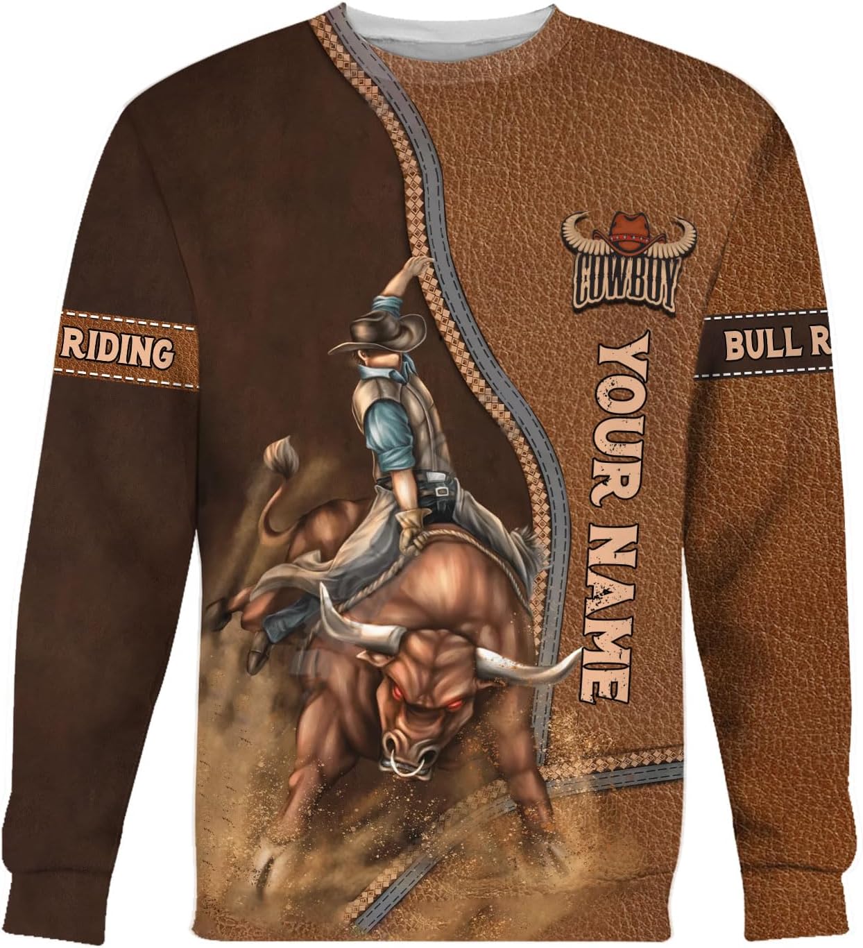 Rivelus Personalized Name Bull Riding Shirt 3D, Rodeo Shirts Bull Biding Shirts for Men and Women, Bull Rider Shirt Gift