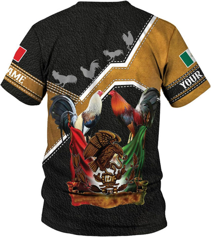 MoonArt Personalized Name Mexican Shirts for Men, Rooster Mexico Shirts for Men, Mexico Shirt Eagle Flag Mexican Eagle