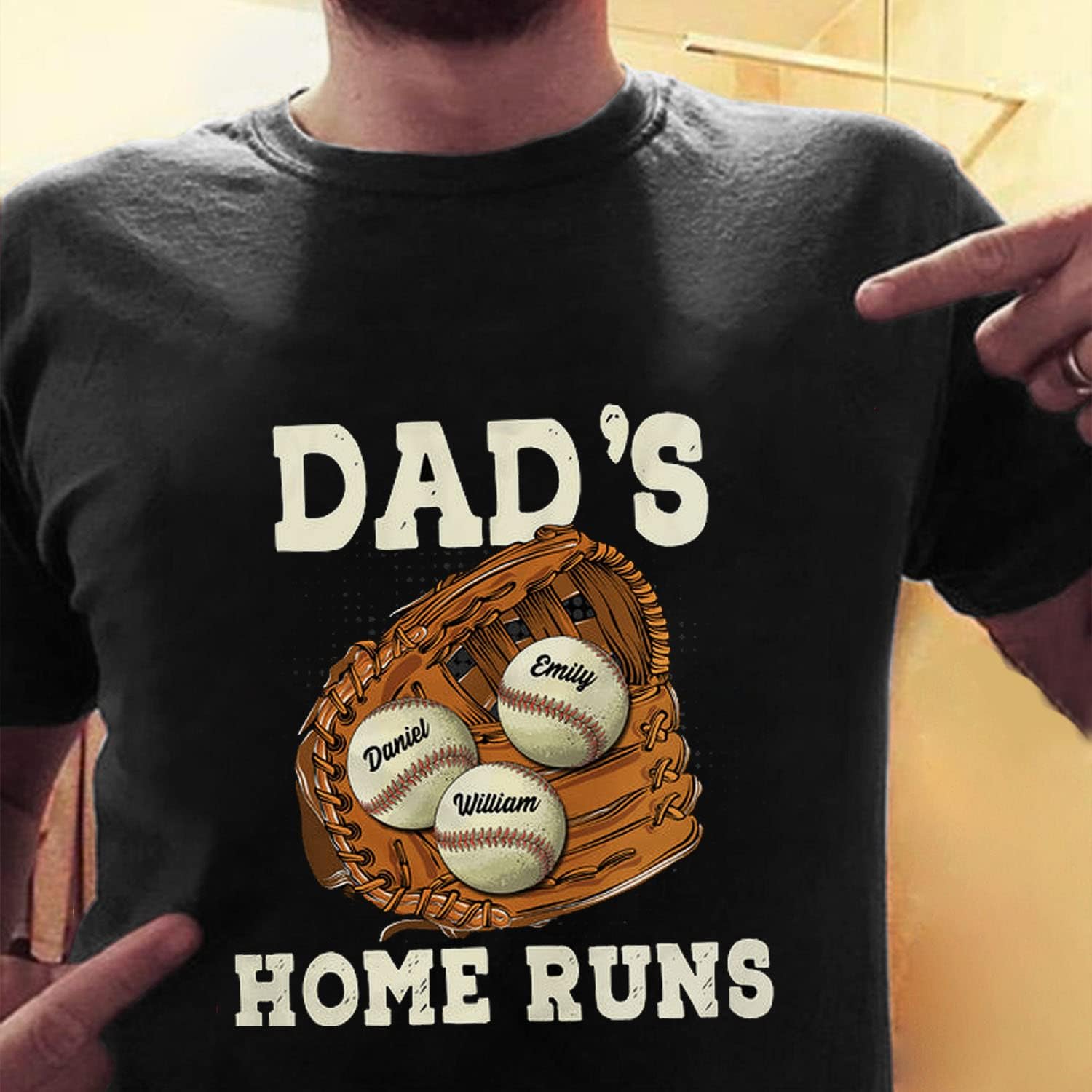 Personalized Baseball Dad Shirt, Custom Dad Baseball T-Shirt, Baseball Dad Gifts, Baseball Lover Gift, Dad's Birthday Present