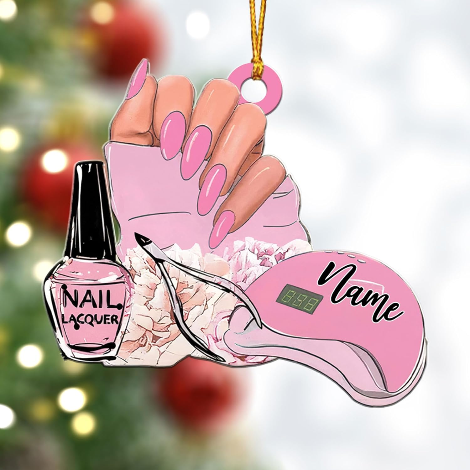AOVL Personalized Nail Ornament,Nail Technician Ornament, Nail Technician Ornaments, Makeup Ornaments Makeup Christmas Ornament, Nail tech Gifts, Nail Technician Gifts (Nail 9)