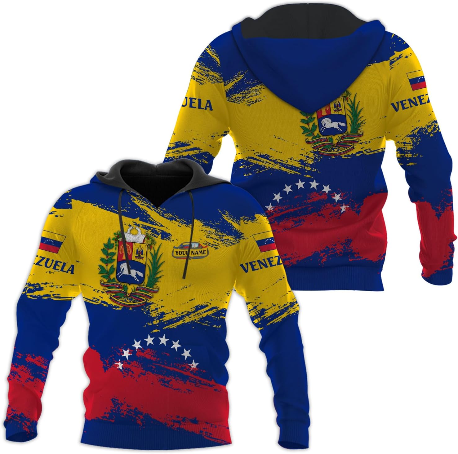 Custom Men's Venezuela Flag & Coat of Arms Hoodie