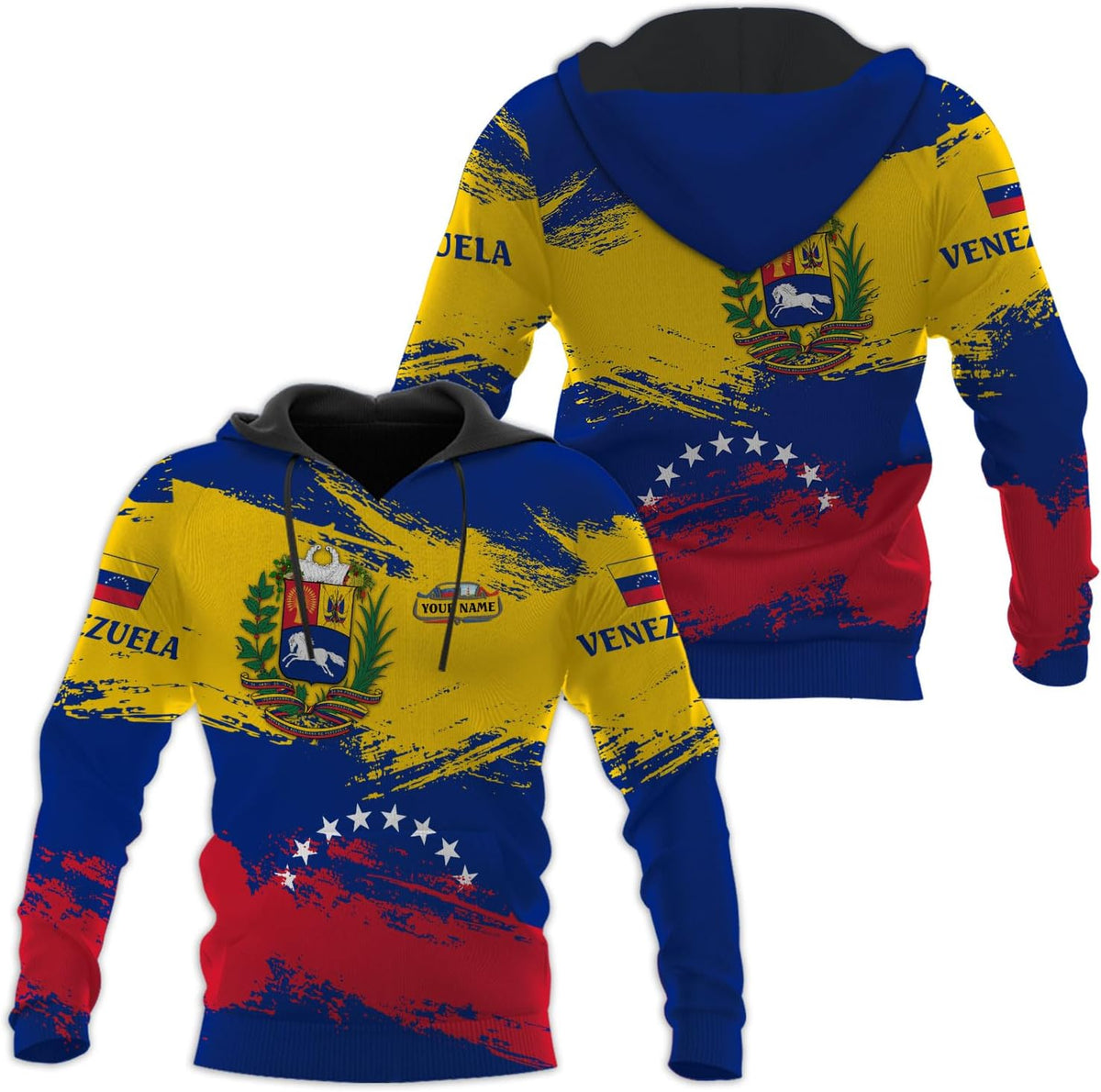 Custom Men's Venezuela Flag & Coat of Arms Hoodie