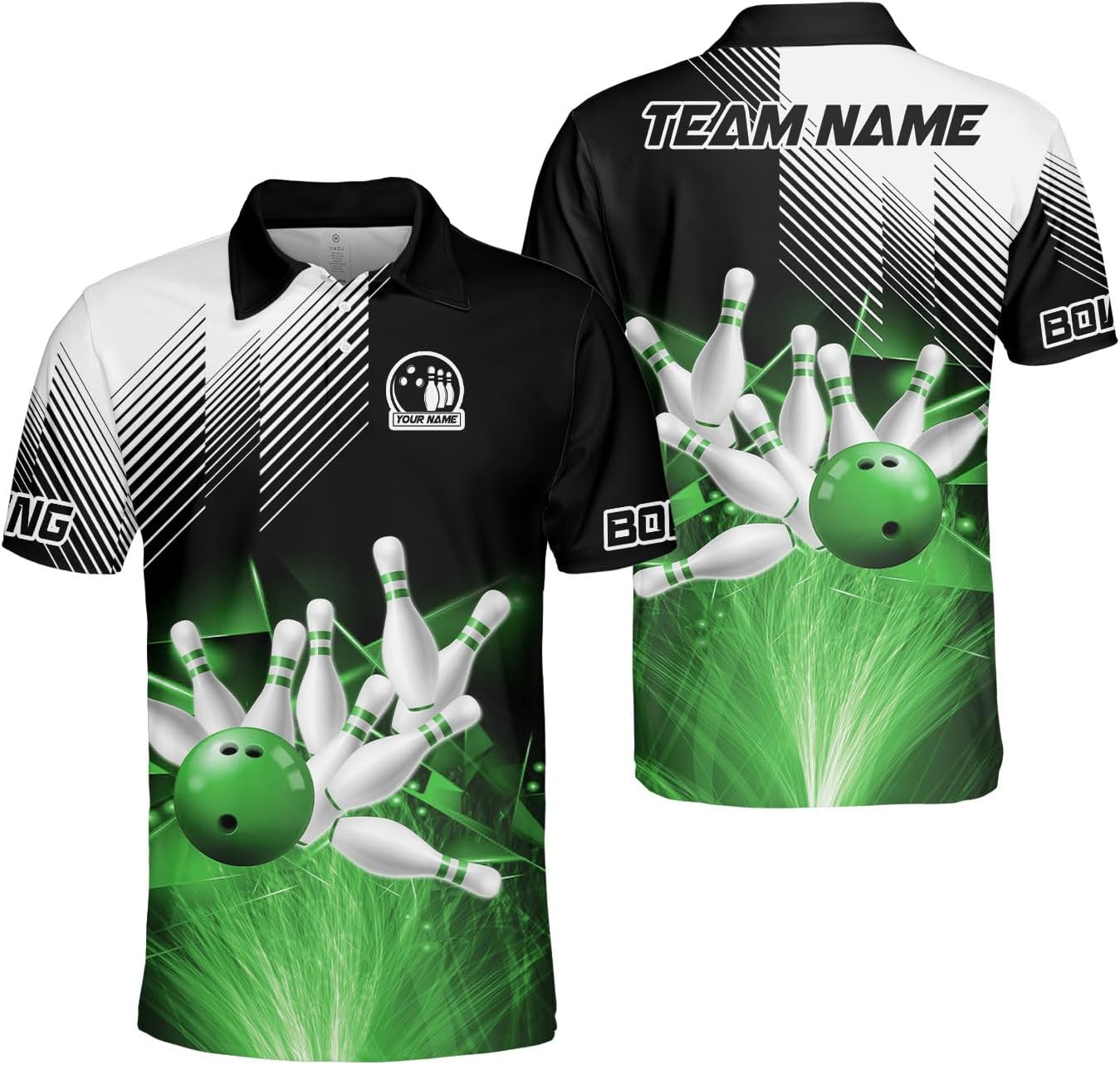 Intenprints Custom 3D Bowling Polo Shirts Personalized Jersey Men Women Team Name Unisex Bowling Shirt Jerseys